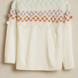 Allen Solly Girls Beige Regular Fit Printed Sweater image 2