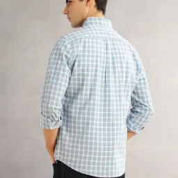 Thomas Scott Blue Linen Slim Fit Checks Shirt image 2