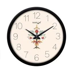 Random Off White & Brown Printed Round Shaped Wall Clock image 3