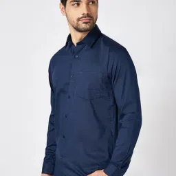 Peregrine By Pantaloons Navy Cotton Slim Fit Striped Shirt image 3
