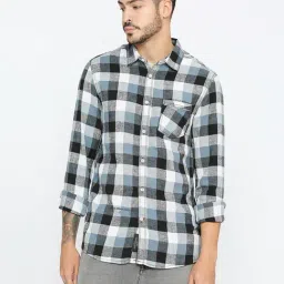 Being Human Grey Slim Fit Checks Shirt-image-22