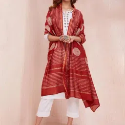 Fabindia Red Printed Dupatta-picture-25