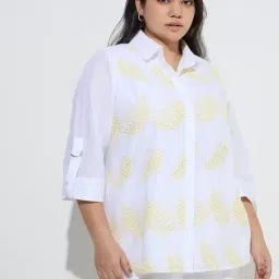 Gia by Westside White Embroidered Cotton Shirt-picture-18