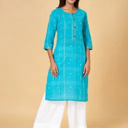 Rangmanch by Pantaloons Blue Cotton Printed Straight Kurta-picture-36