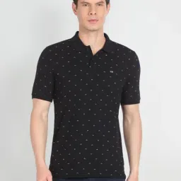 Arrow Sport Black Cotton Regular Fit Printed Polo T-Shirt-picture-13