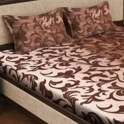 Klotthe Multicolor Cotton Blend Printed 300 TC King Fitted Bedsheet with 2 Pillow Covers image 3