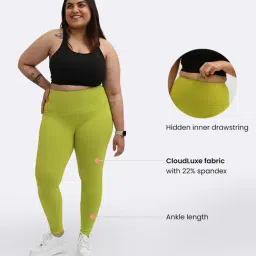 BlissClub Women Green The Motivator Leggings With Two Deep Side Pockets image 4