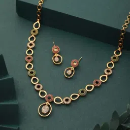 Saraf RS Jewellery Gold Plated CZ Studded Minimal Jewellery Set-picture-43