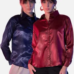 BUYNEWTREND Navy & Maroon Regular Fit Shirt (Pack Of 2)-picture-16