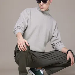 The Roadster Lifestyle Co. Drop-Shoulder Textured Turtle Neck Pullover image 5