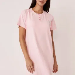 La Vie En Rose Pink Printed Sleep Tee-image-26