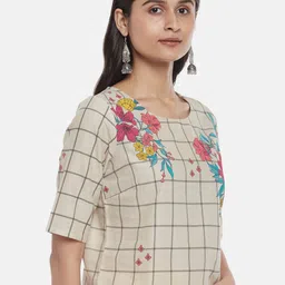 AKKRITI BY PANTALOONS Off White Checked Top image 5