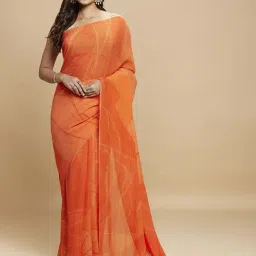 navyasa by liva Fresh Orange Embellished Saree With Unstitched Blouse-image-22