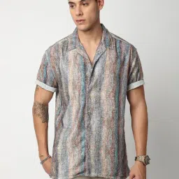 Vastrado Multicolored Relaxed Fit Texture Shirt-image-0