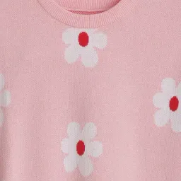 Allen Solly Girls Pink Cotton Regular Fit Printed Sweater image 3