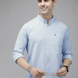 THE BEAR HOUSE Men Blue Slim Fit Striped Casual Shirt-picture-34