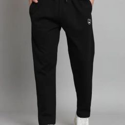 GRIFFEL Black Regular Fit Printed Trackpants-picture-1