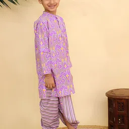 The Mom Store Boys Ethnic Motifs Printed Regular Pure Cotton Kurta with Dhoti Pants image 3