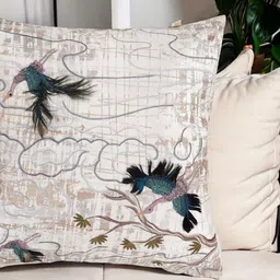 Khaabka Teal & Brown Embroidered Square Cushion Covers-picture-31