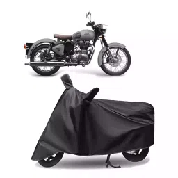Auto Pearl Polyester Two Wheeler Cover for Royal Enfield Classic Gunmetal (Grey)-picture-32