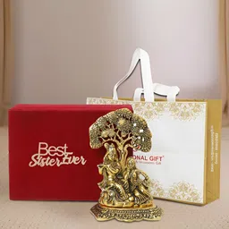 INTERNATIONAL GIFT Gold-Toned Lord Radha Krishna Religious Idol Showpiece-picture-27