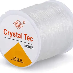 bhajanlal greenery 0.8 mm Clear Stretchy Elastic Cord for Jewelry Making – Strong & Durable Transparent Beading Thread for Bracelets, Necklaces, and DIY Crafts (40m Spool) image 1