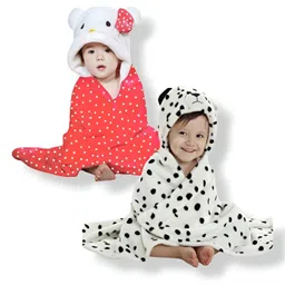 BRANDONN Flannel Swaddle Blanket Pack of 2  - White & Red-picture-12