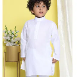 AJ Dezines Full Sleeves Solid Kurta - White-picture-33