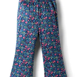 CrayonFlakes Knit Floral Printed Flared Leggings - Blue-picture-13