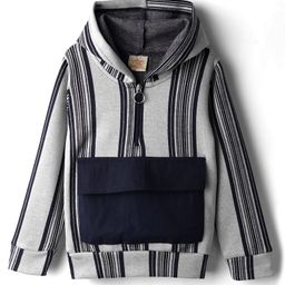 Rikidoos Full Sleeves Striped Hooded Sweatshirt - Grey-picture-28