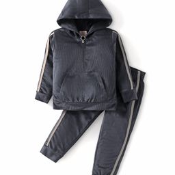 Rikidoos Full Sleeves Side Taped Hoodie With Coordinating Joggers Set - Dark Grey-picture-41