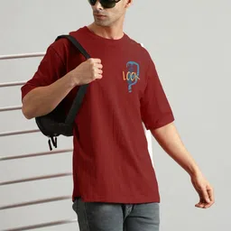SLOWLORIS Men Graphic Printed Round Neck Oversized T-shirt image 4