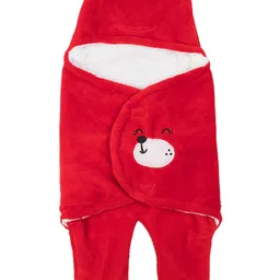 Babyzone Soft Fabric Winter Wear Embroidered Printed Wearable Blankets Pack of 2 - Red and Brown image 2