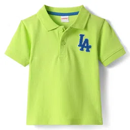 Babyhug Single Jersey Knit Half Sleeves T-Shirt & Shorts Set with Tropical Theme Print & Suspender - Limegreen image 2