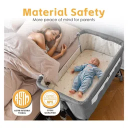 MONSTECH 6 in 1 Baby Bassinet Bedside Sleeper, Bedside Crib for Baby, Adjustable Baby Bassinet with Wheels, Storage Basket, Mattress, Adjustable Height Easy Assemble & Folding Portable Baby Cradle image 2