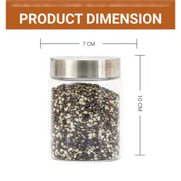 Femora Borosilicate Glass Screw Jar With Steel Lid, 350 ML, Set of 6 image 3