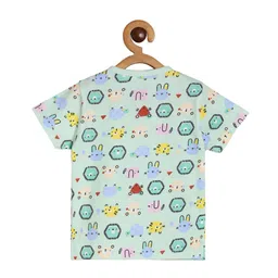 MINI KLUB Cotton Pack Of 3 Half Sleeves Baby Animals & Geometric Printed Jhablas - Blue Pink & Coral image 4