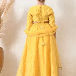 Indi-Loom Couture Girls Embroidered Beads and Stones Lehenga & Blouse With Dupatta image 3