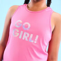 Pine Active Skin Friendly & Breathable Sleeveless Sports Top Go Girl Print - Fuchsia image 5