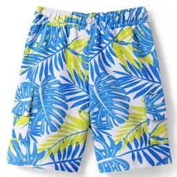 Babyhug Single Jersey Knit Half Sleeves T-Shirt & Shorts Set with Tropical Theme Print & Suspender - Limegreen image 5