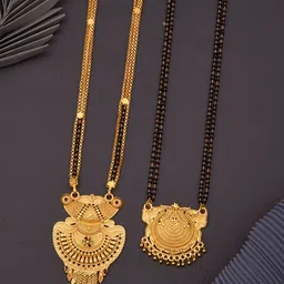 Bhanu diam Gold-Plated & Black Brass Mangalsutra-image-49