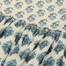 Anouk Off White & Navy Blue Ethnic Digital Print Crepe A-Line Midi Dress With Belt image 2