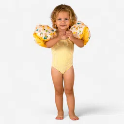 decathlon Baby Girls' 1-Piece Swimsuit Print with Ruffles Comfortable & Cute image 1