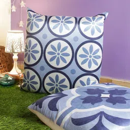 ROMEE Blue & White Set of 2 Floral Square Cushion Covers image 1
