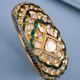 Kushal's Fashion Jewellery Green Victorian Kundan Kada for Women image 1