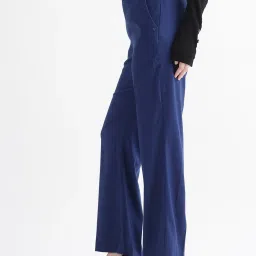 RAREISM Navy Polyester Solid Trousers image 3