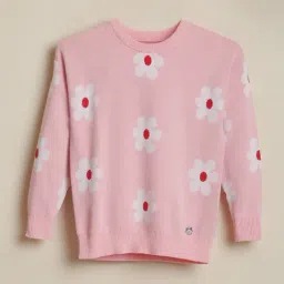 Allen Solly Girls Pink Cotton Regular Fit Printed Sweater-picture-27