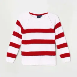 Juniors by Lifestyle Kids White & Red Striped Full Sleeves Sweater-image-53