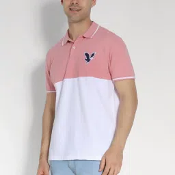 American Eagle Pink Regular Fit Colour Block Polo T-Shirt image 3