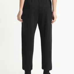 R&B Black Cotton Mid Rise Joggers image 4